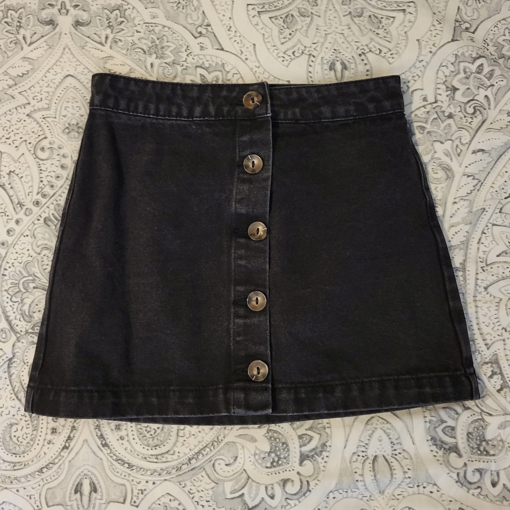Black Denim Mini Skirt Real Buttons Small Forever 21
